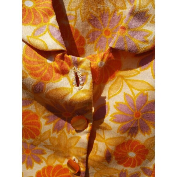 Vintage Flower Power Dress Handmade 1950s/60s Bright Orange Flower Child - Picture 4 of 10
